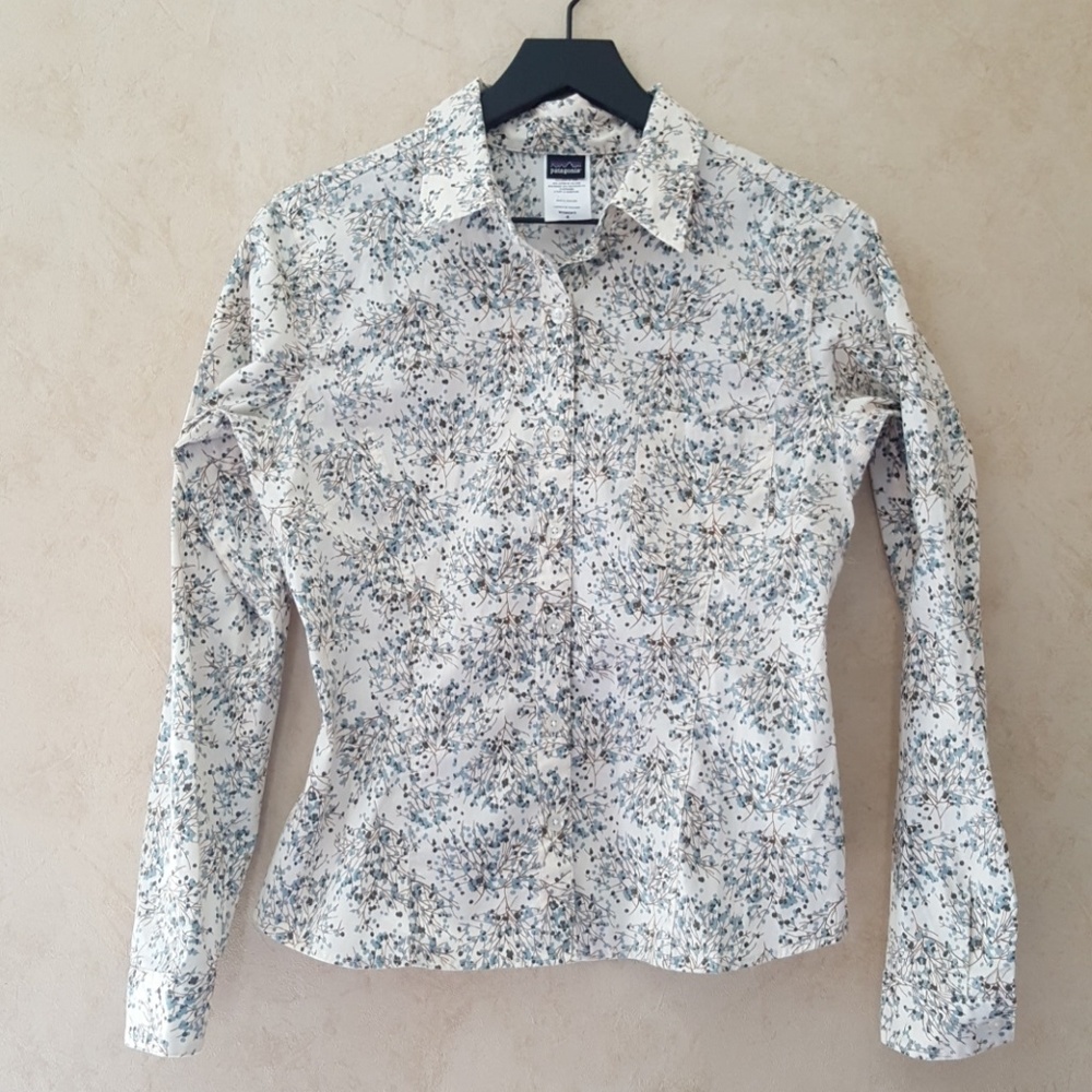 Patagonia tree print button down shirt size 4